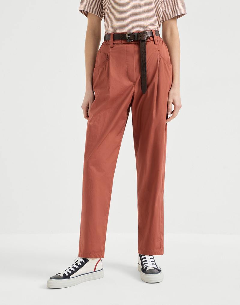 Lightweight poplin five-pocket track trousers with monili 2