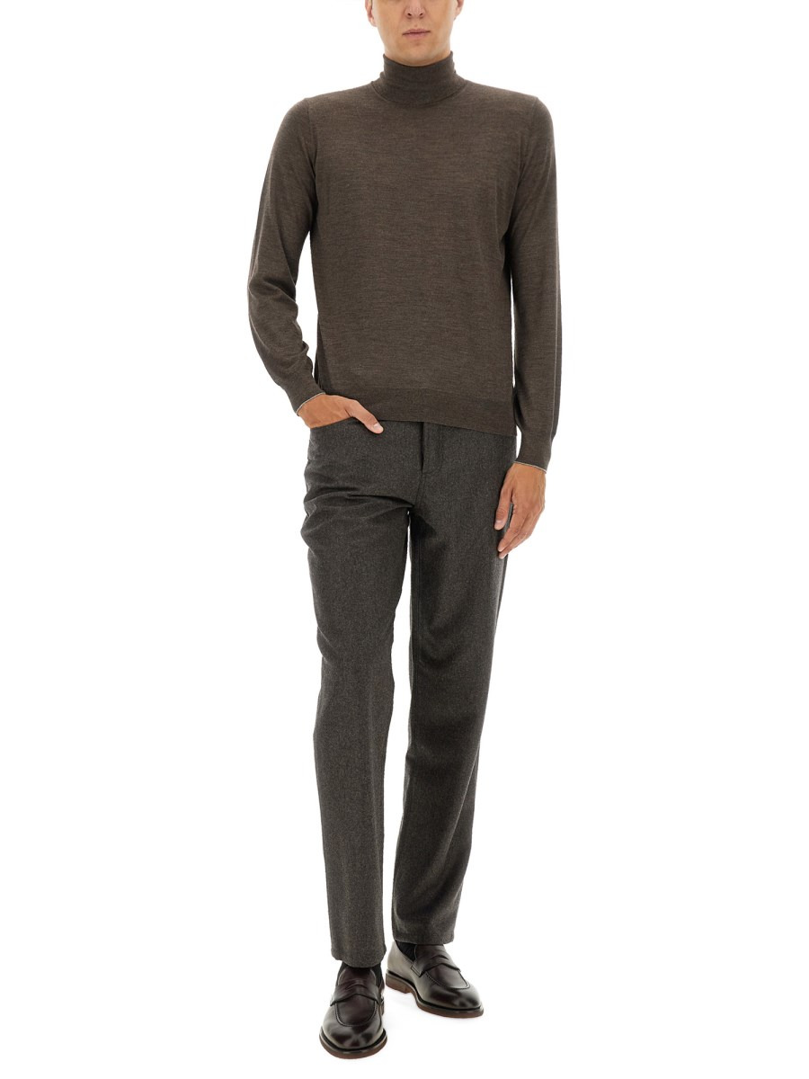 FIVE-POCKET WOOL FLANNEL PANTS - 2