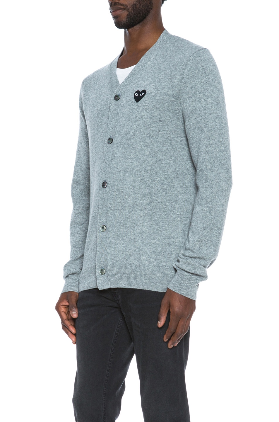 Lambswool Cardigan with Black Emblem - 3
