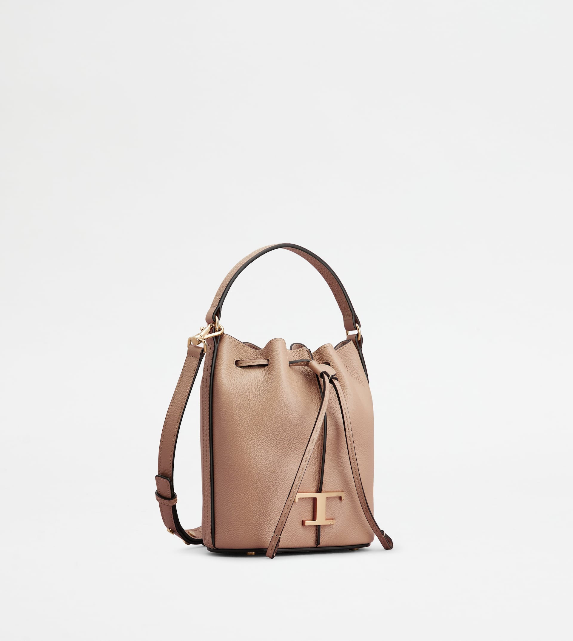 Tod's T TIMELESS BUCKET BAG IN LEATHER MICRO - PINK | REVERSIBLE