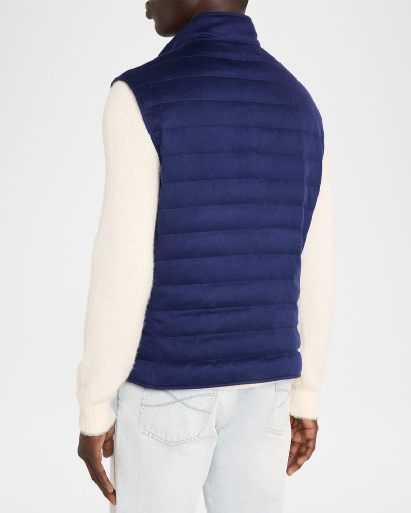 Men's Cashmere Padded Down Snap-Front Vest 3