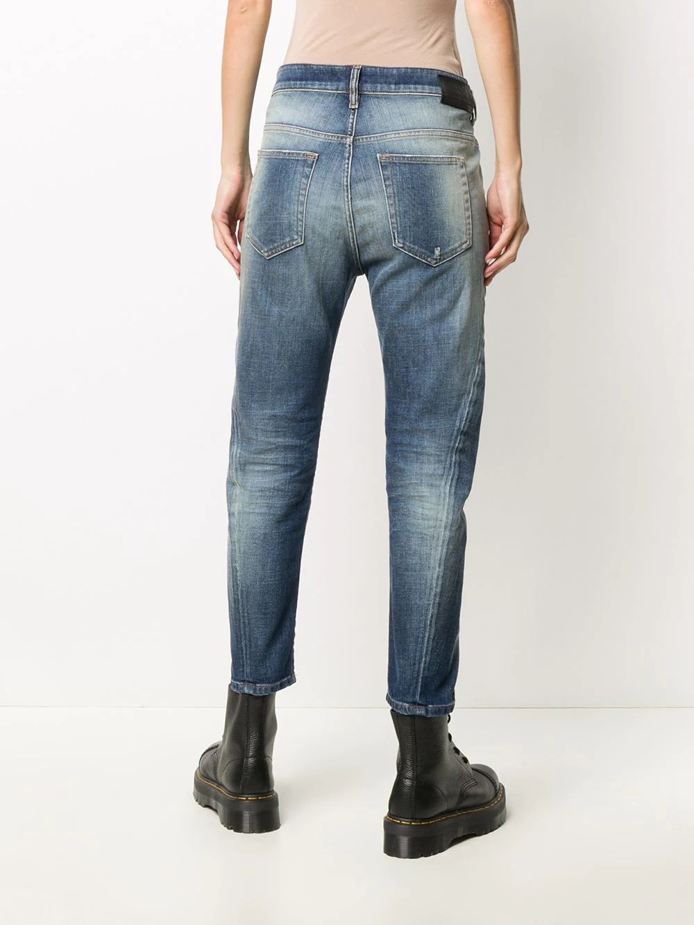 cropped mid-rise distressed jeans - 4