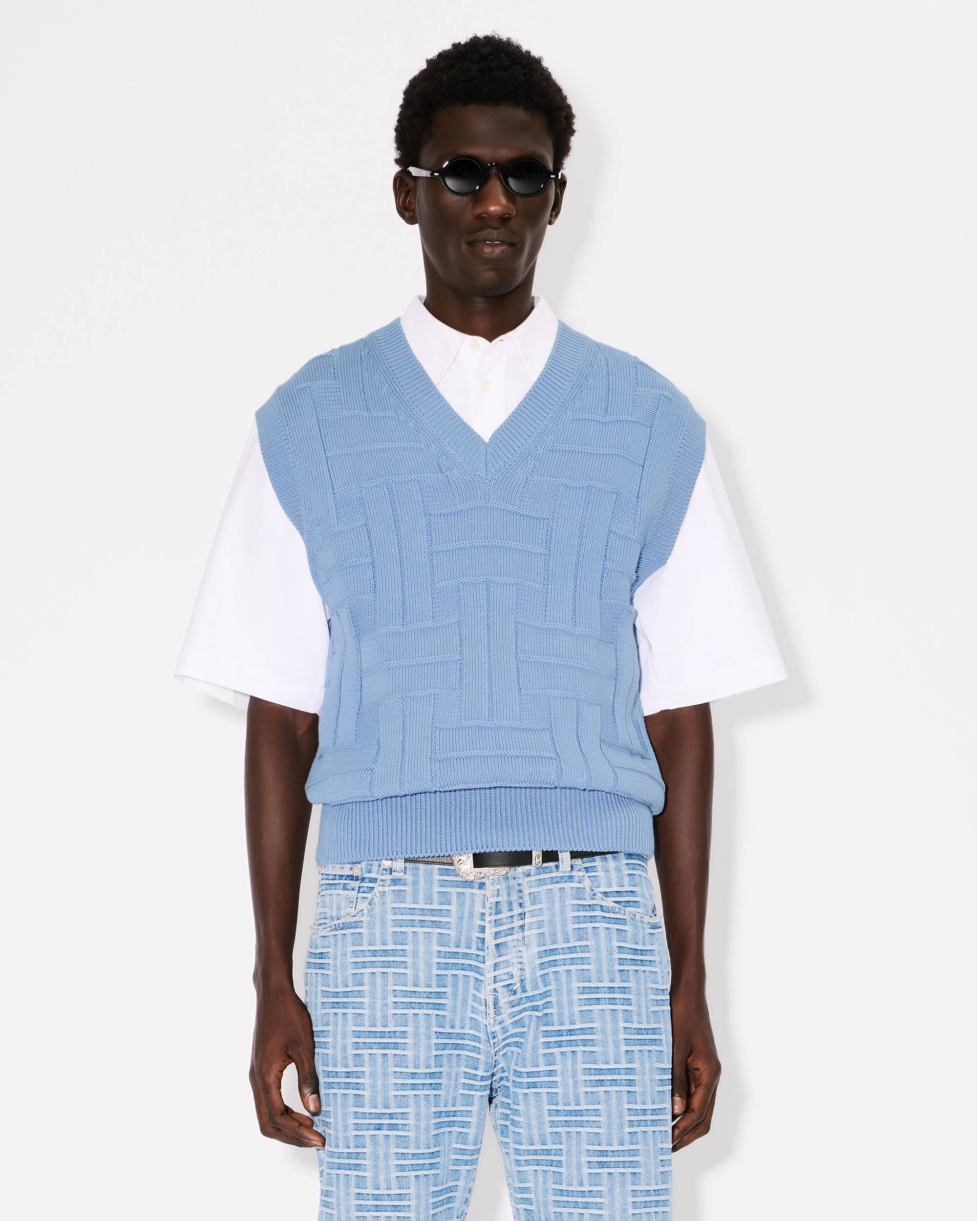 'KENZO Weave' embroidered sleeveless jumper in cotton - 3