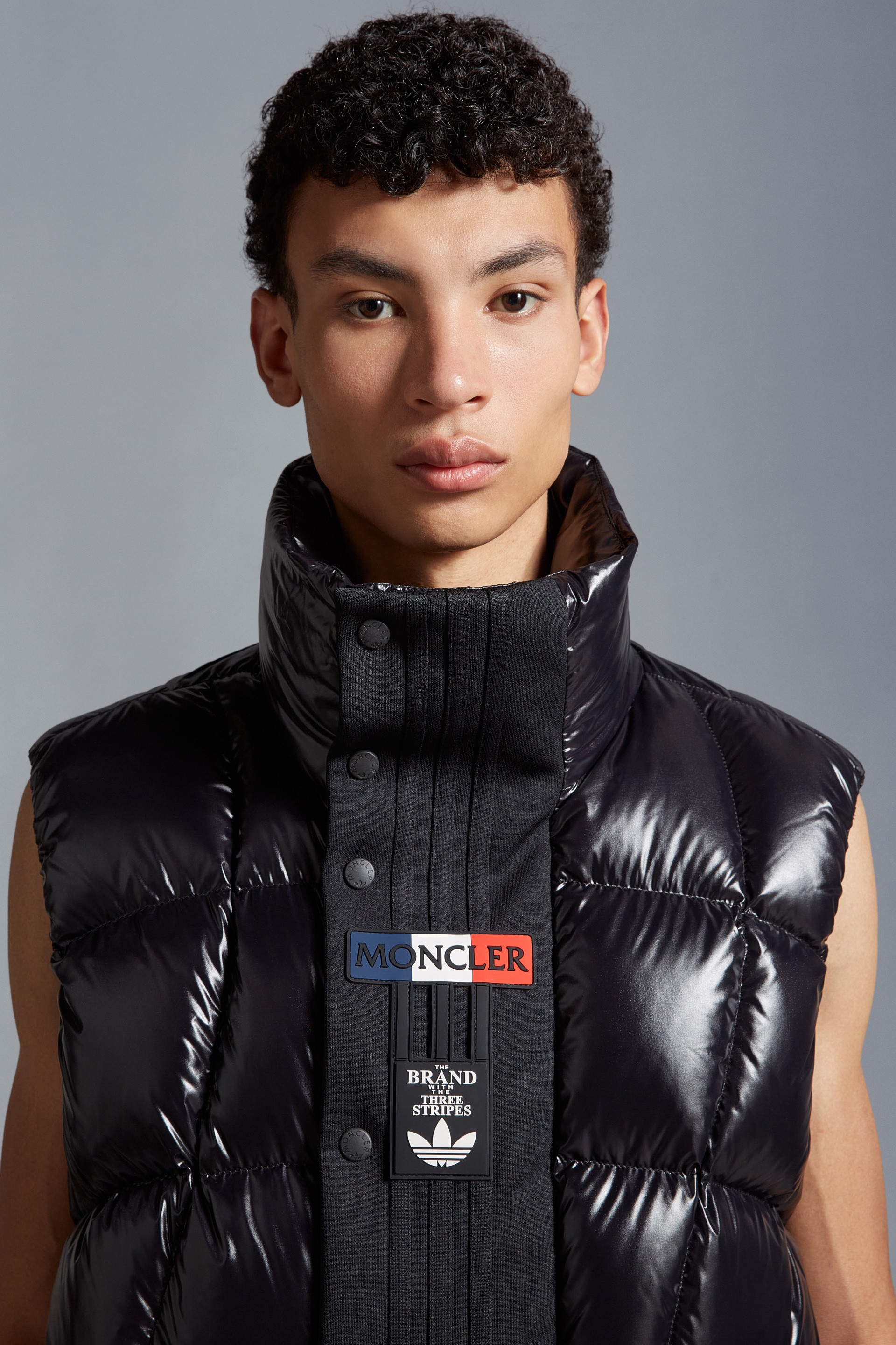 MONCLER GENIUS + adidas Originals Bozon jersey-trimmed quilted  glossed-shell down vest