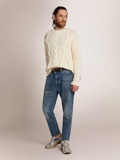 Golden Goose Men's round-neck sweater in wool with braided motif outlook