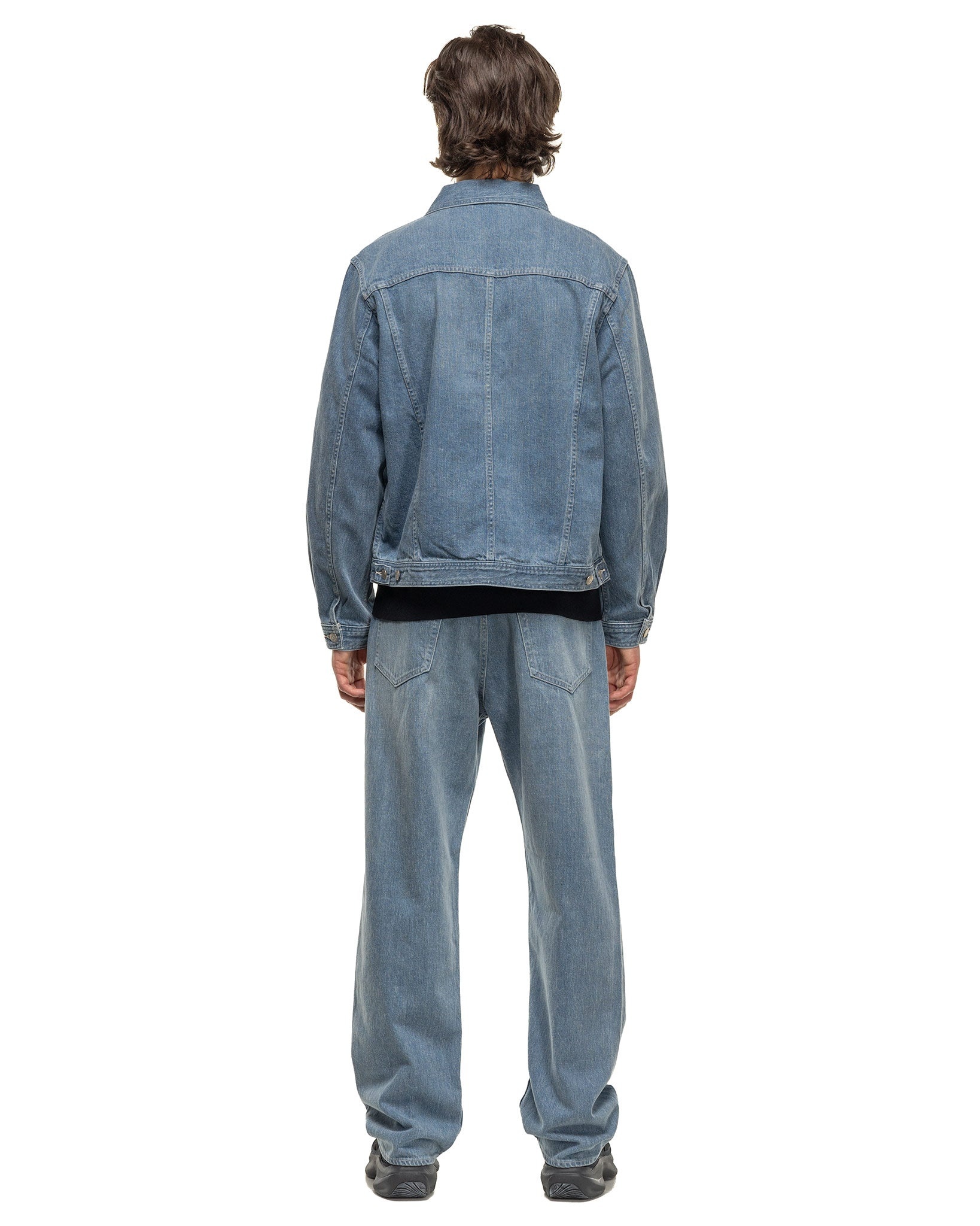 Selvedge Faded Light Denim Wide Pants Light Indigo - 4