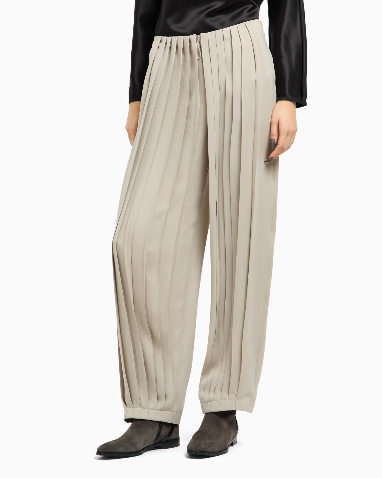 ASV PLEATED TRIPLE SILK GEORGETTE TROUSERS - 3