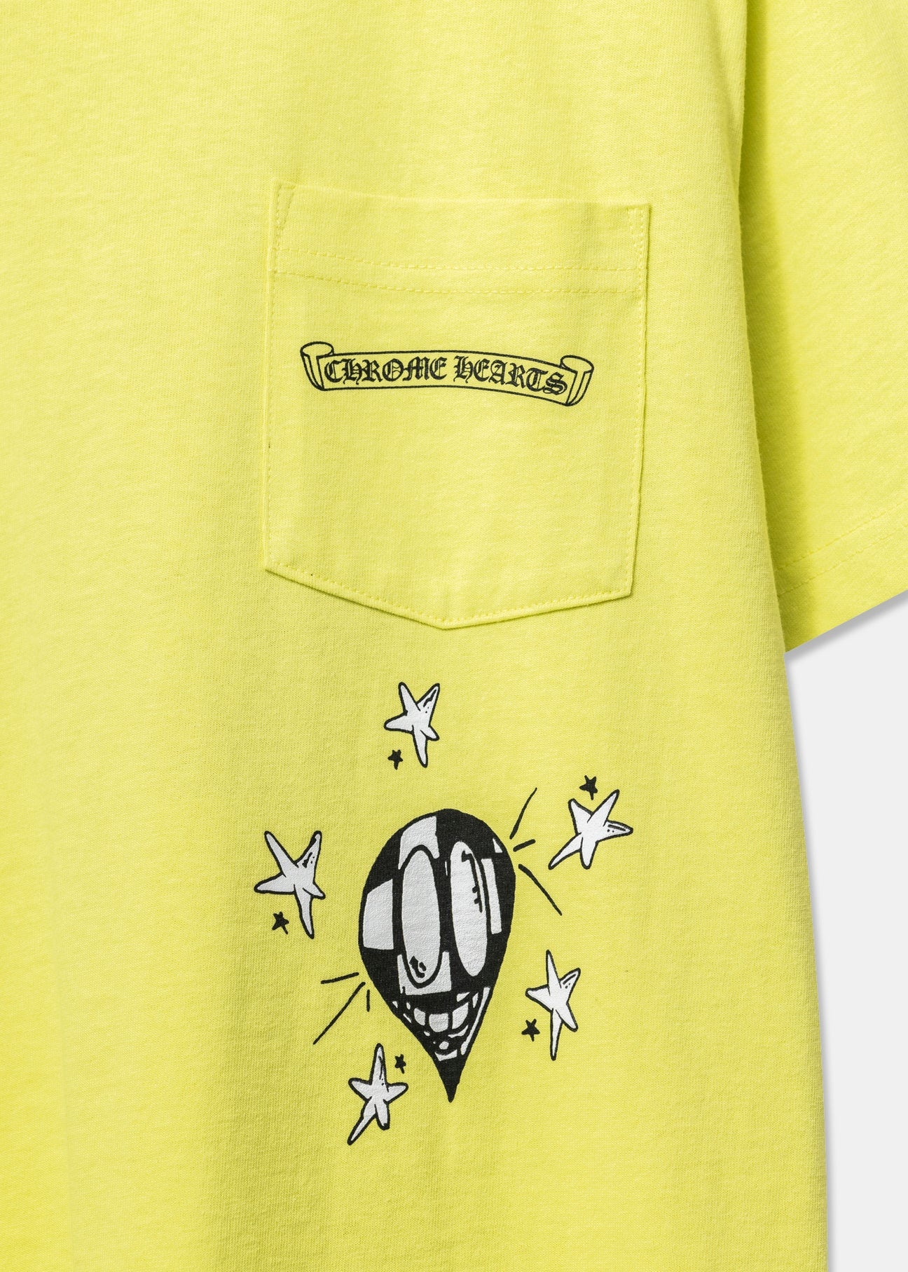 Neon Yellow Chrome Hearts x Matty Boy Chain Face T-Shirt - 3