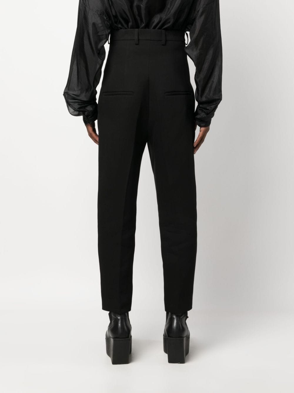 high-waisted pressed-crease tapered-leg trousers - 4