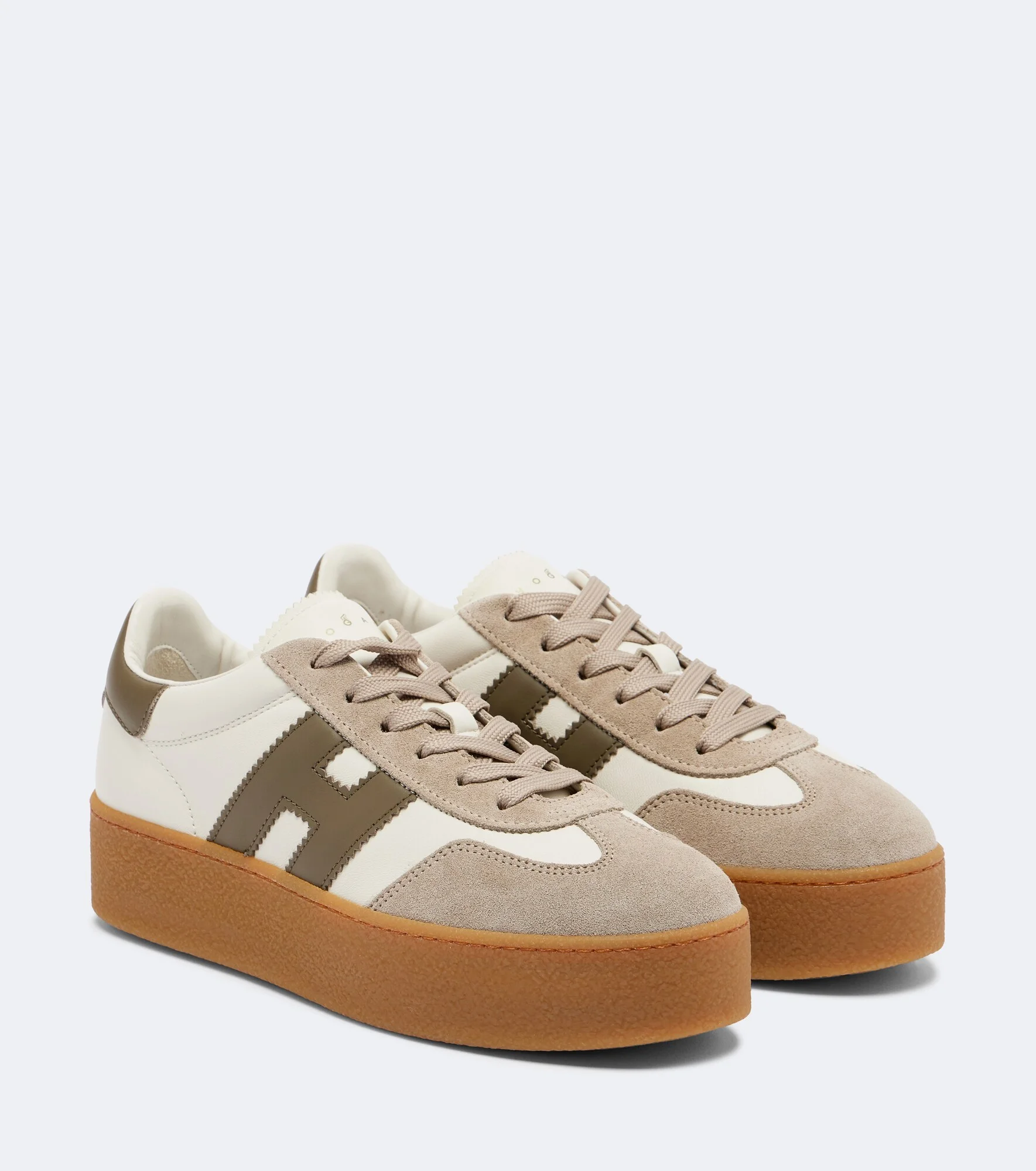 Cool suede-trimmed leather platform sneakers - 1