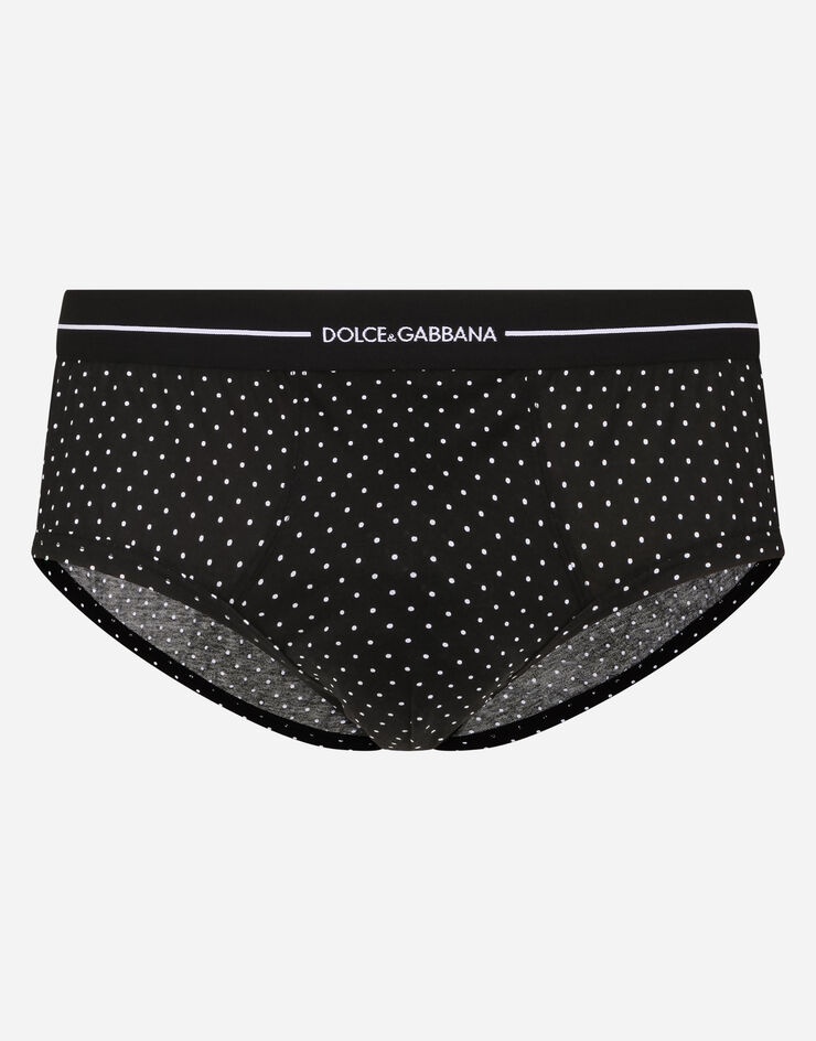 Two-way-stretch cotton Brando briefs with polka-dot print - 1