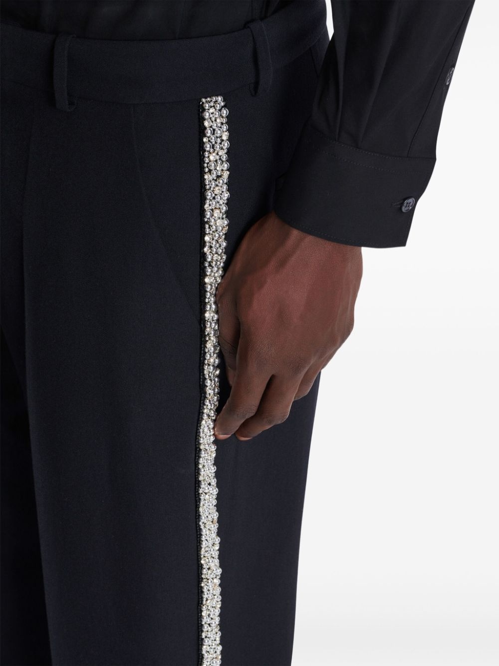 embellished grain-de-poudre trousers - 6