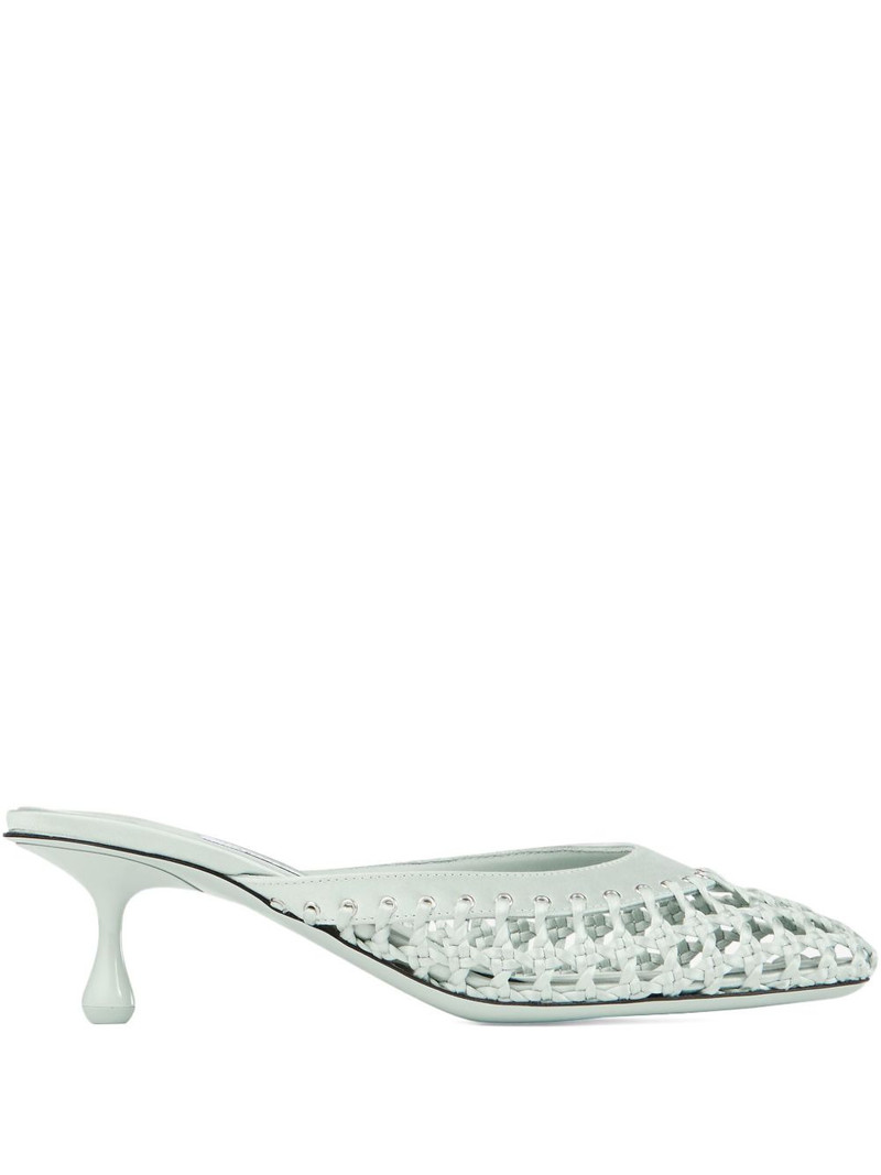 50mm Pixie woven leather studded mules 1