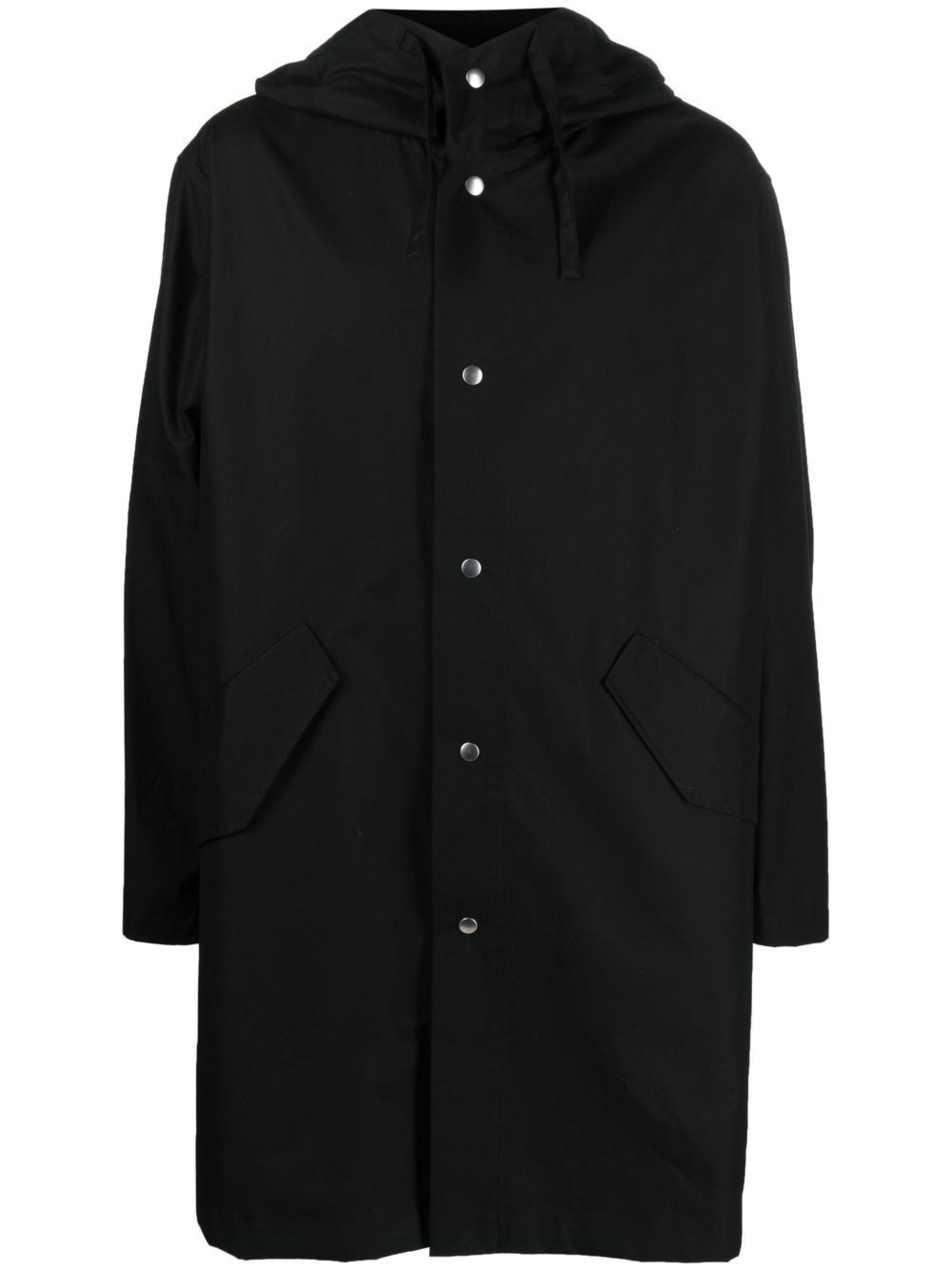 black logo print hooded parka coat - 1