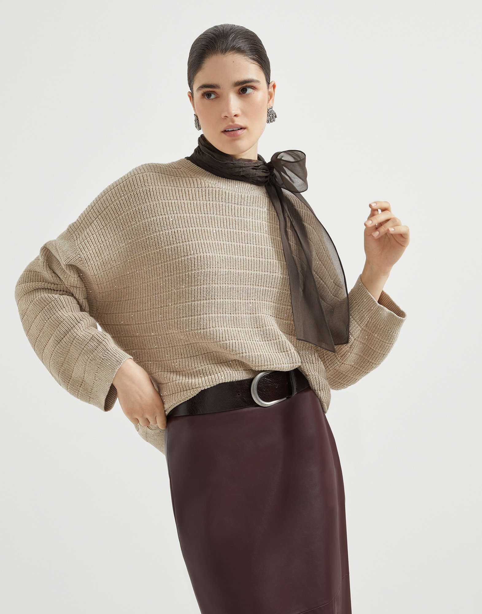Textured half English rib sweater in cotton Diamond yarn - 4
