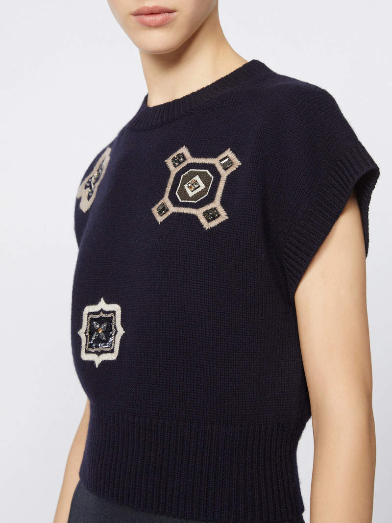 ANFORA Wool and cashmere cropped sweater - ULTRAMARINE 5