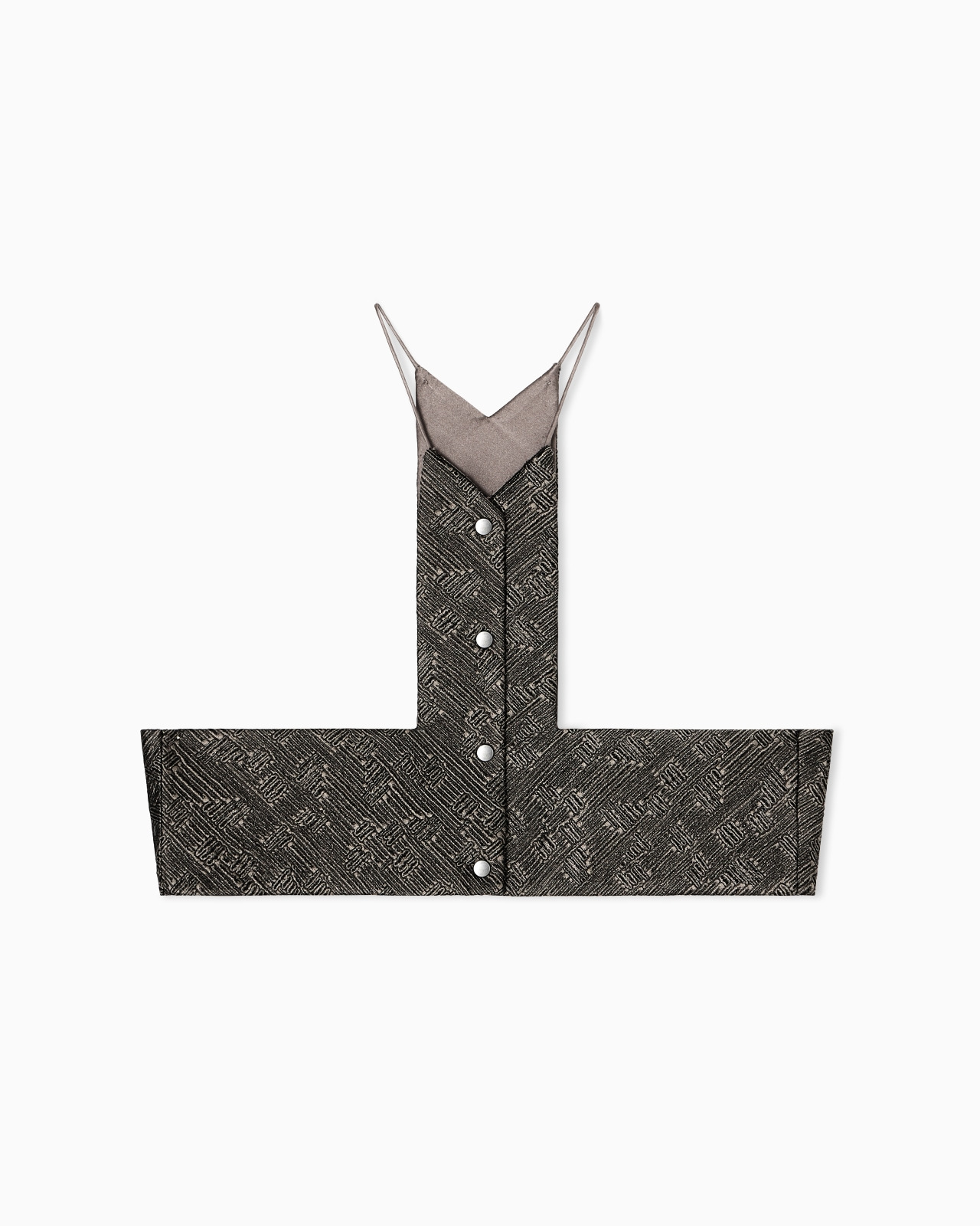 JACQUARD SILK AND WOOL MICRO TOP - 1