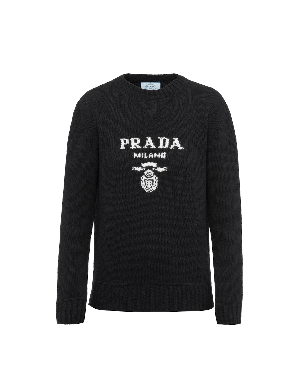 Cashmere and wool Prada logo crew-neck sweater - 1