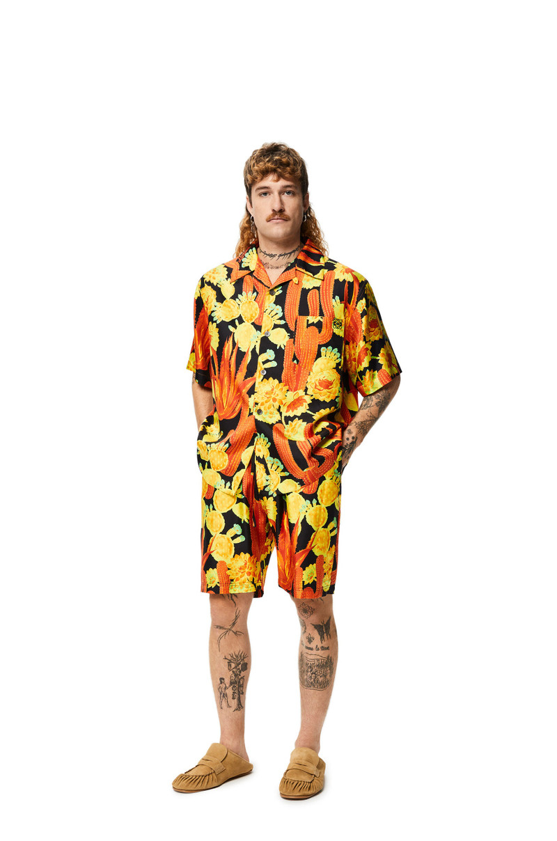 Loewe Cactus print drawstring shorts in silk outlook