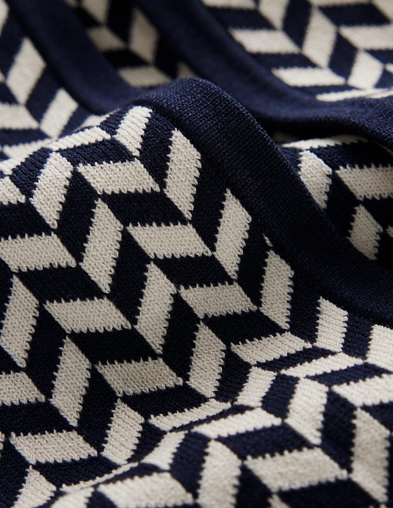Jacquard Coatigan-Navy/ Ivory Dogtooth 1