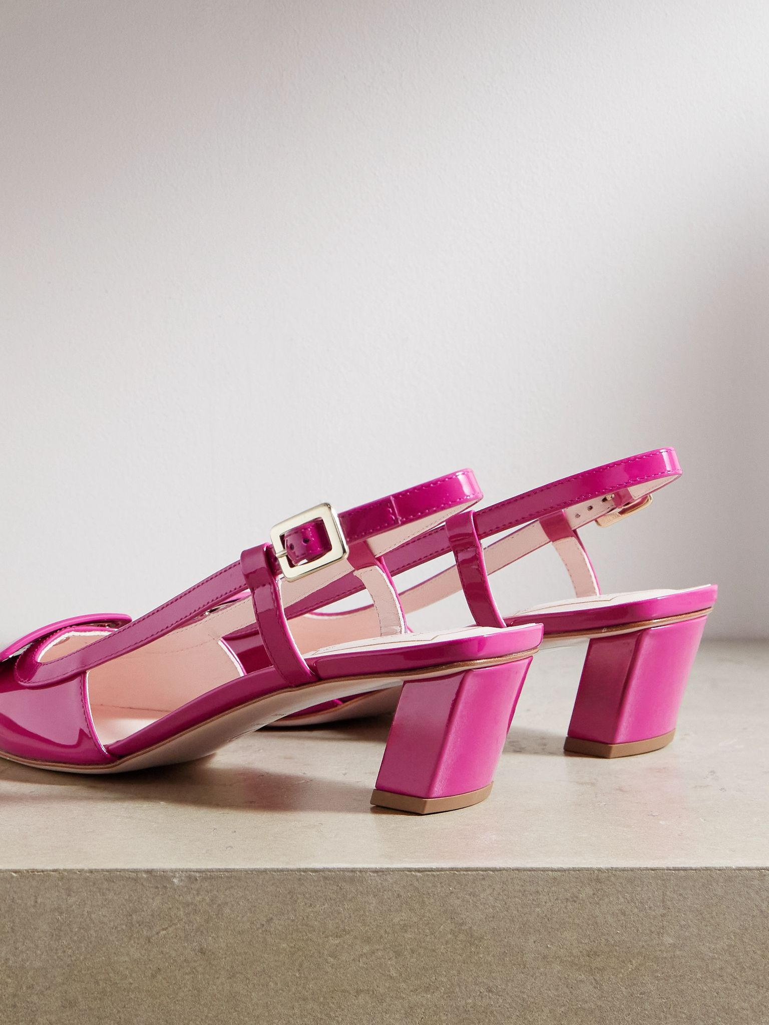 45 patent-leather slingback pumps Pink - 3