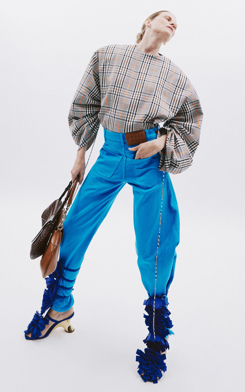 A.W.A.K.E. MODE Cotton Mirror Jeans with Side Inserts blue outlook