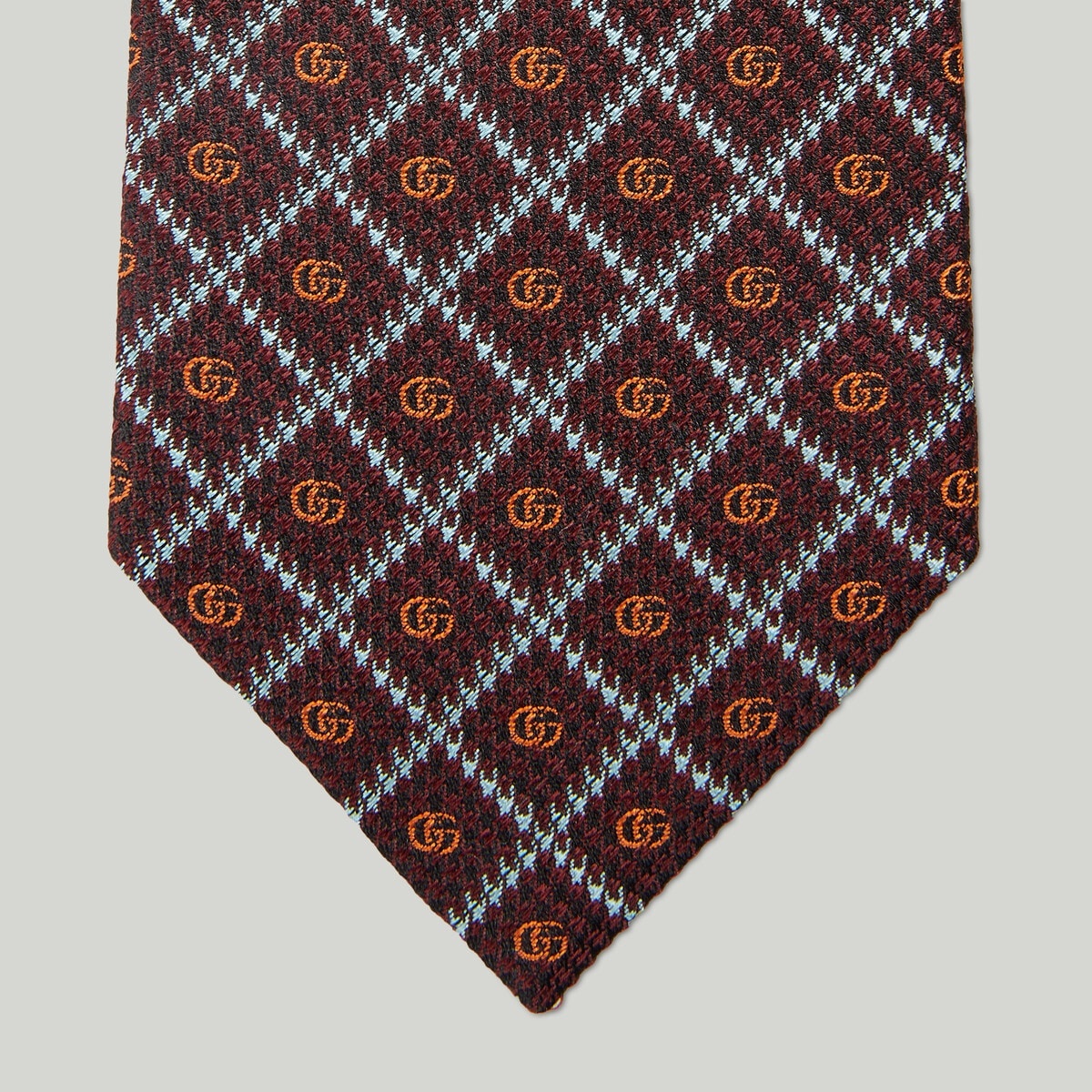 Double G check silk jacquard tie - 4