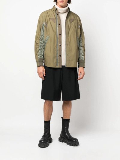 sacai colour-block panelled shirt jacket outlook