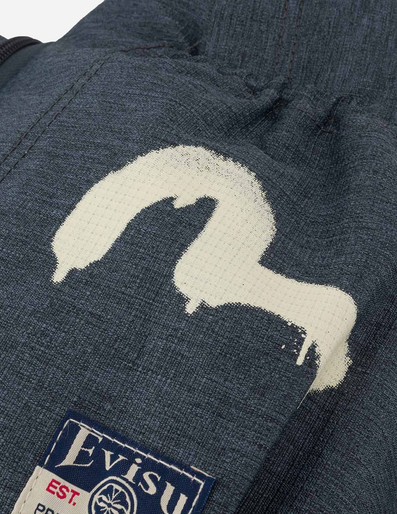 Faux Sticker Logo Print Denim Backpack 7