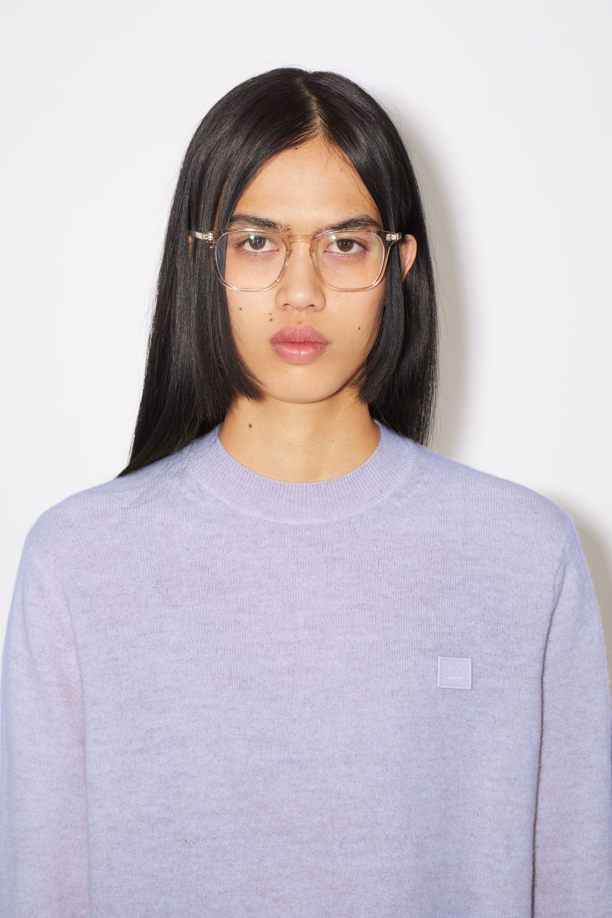 Wool crew neck sweater - Purple Melange - 4