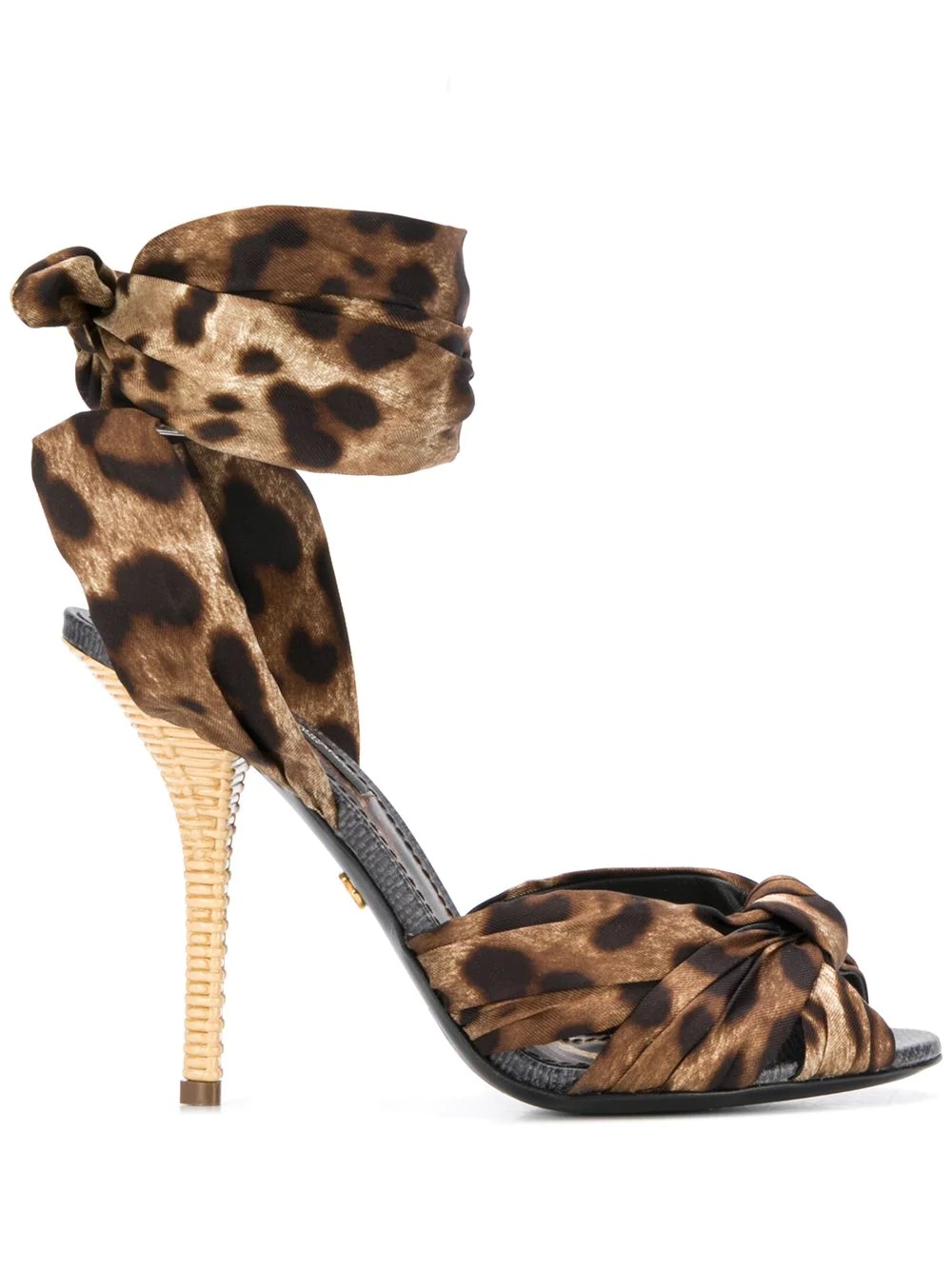 leopard print tie fastening sandals - 1