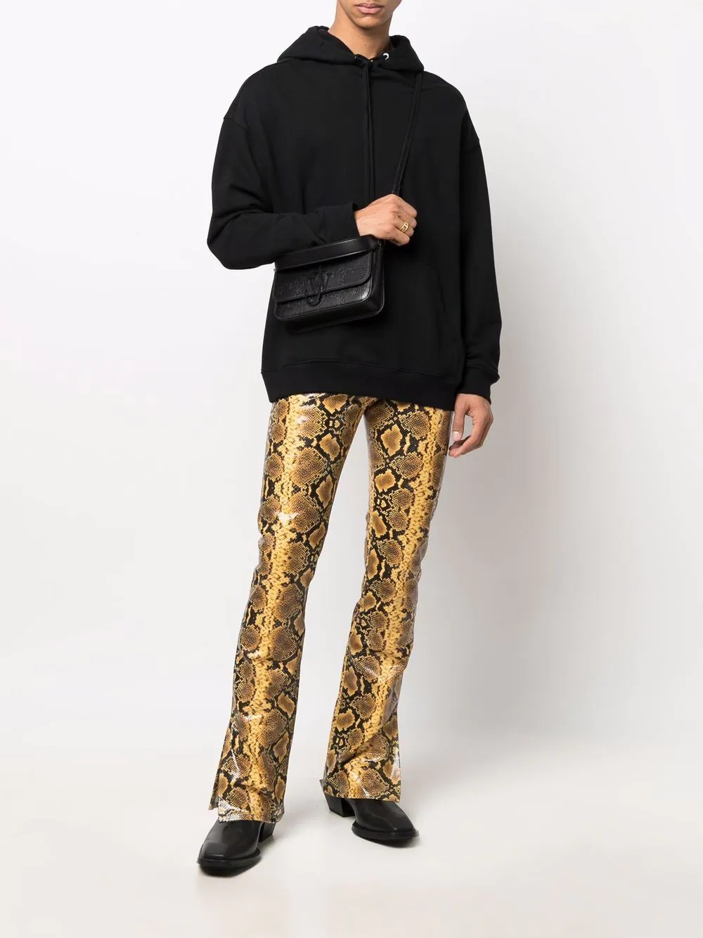 snakeskin-print flared trousers - 2