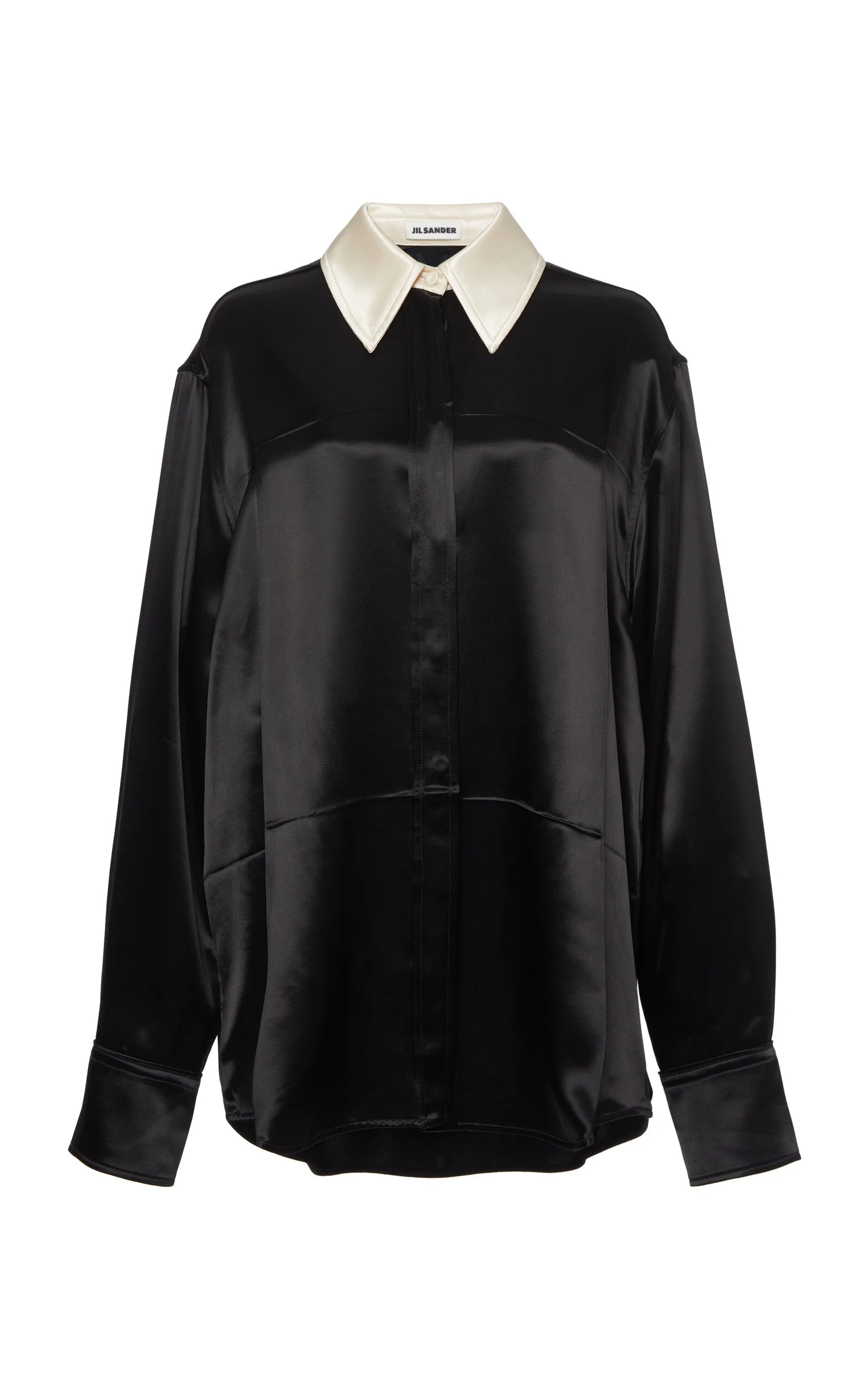 Collared Satin Shirt black - 1