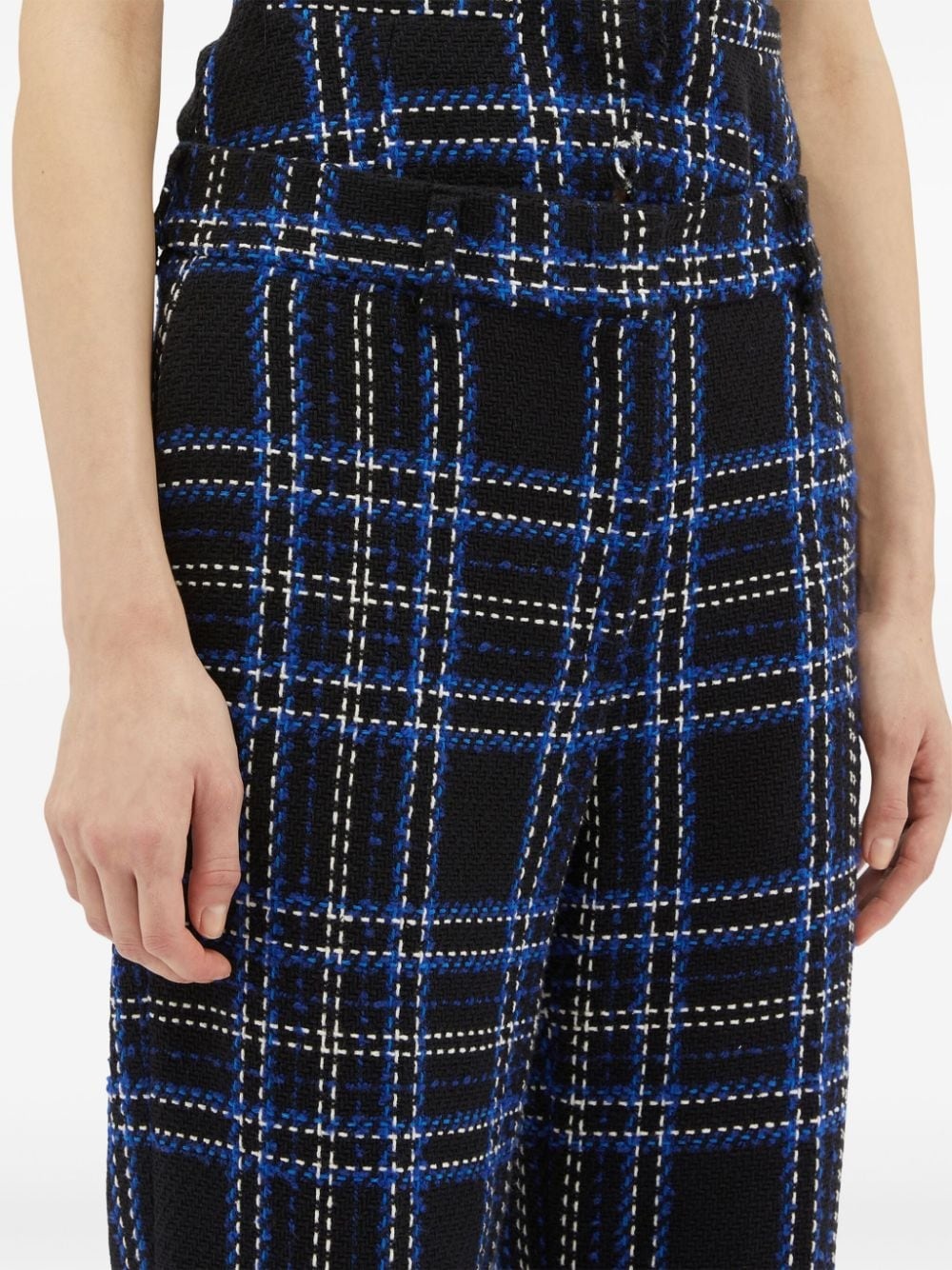 checked-panel cotton trousers - 5