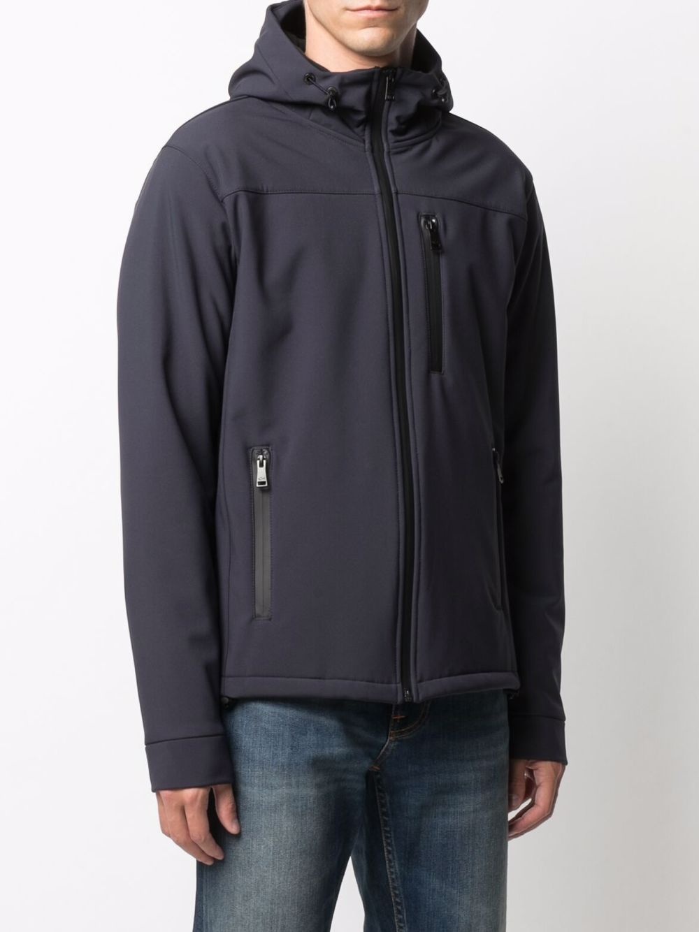 stretch-design hooded zip-up jacket - 3