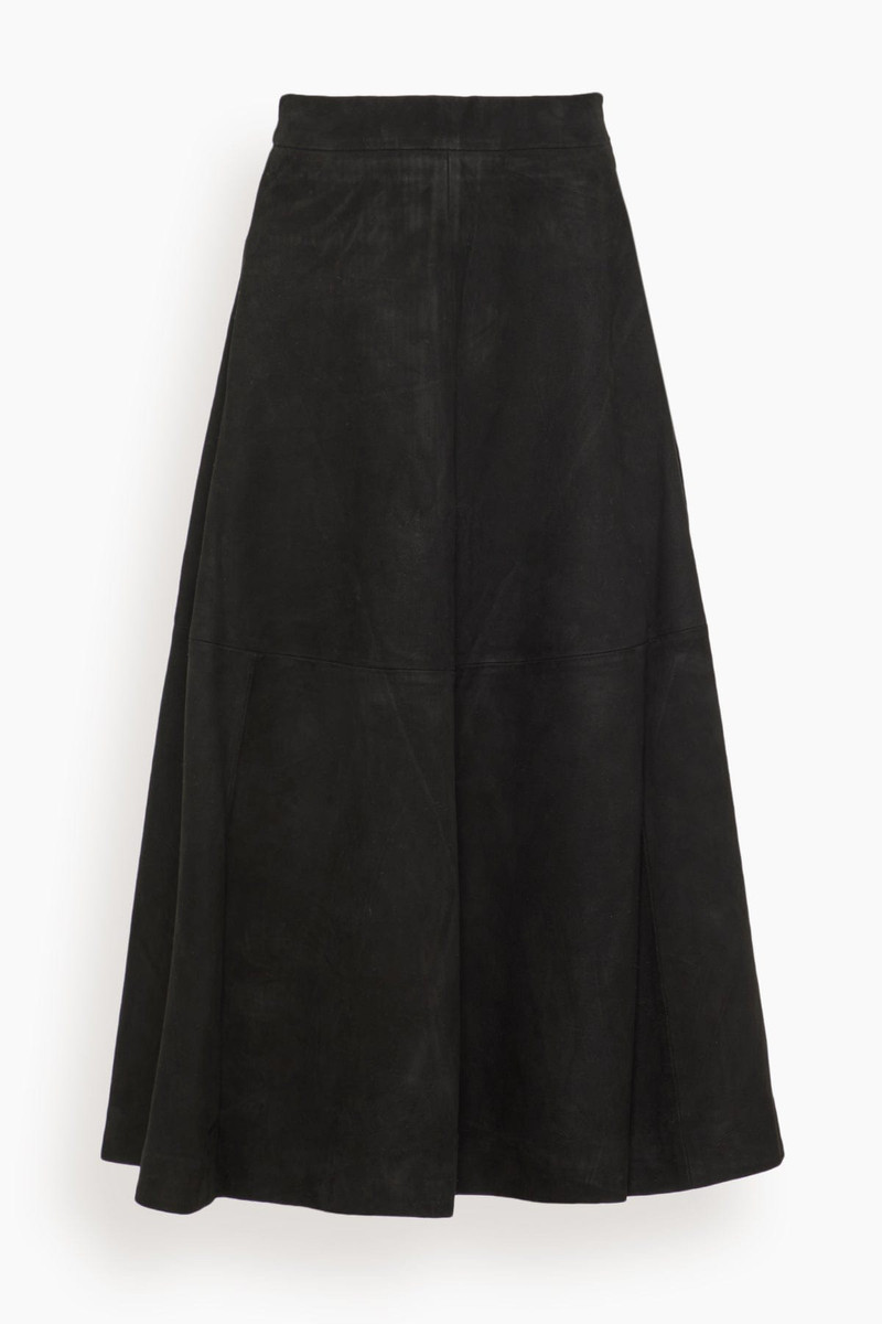 A-Line Suede Skirt in Black 1