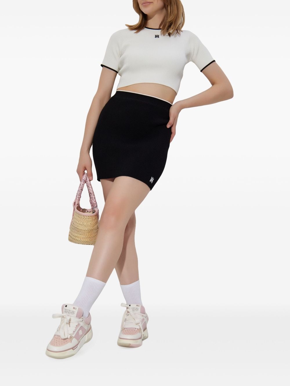 cropped ribbed t-shirt - 2