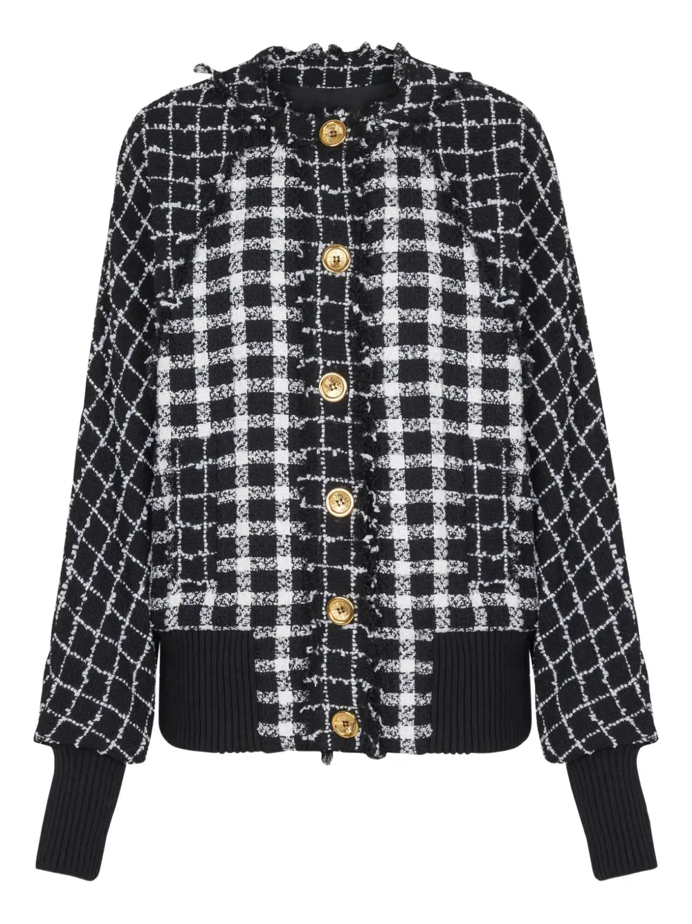 Buttoned Mix Tweed Bomber - 1