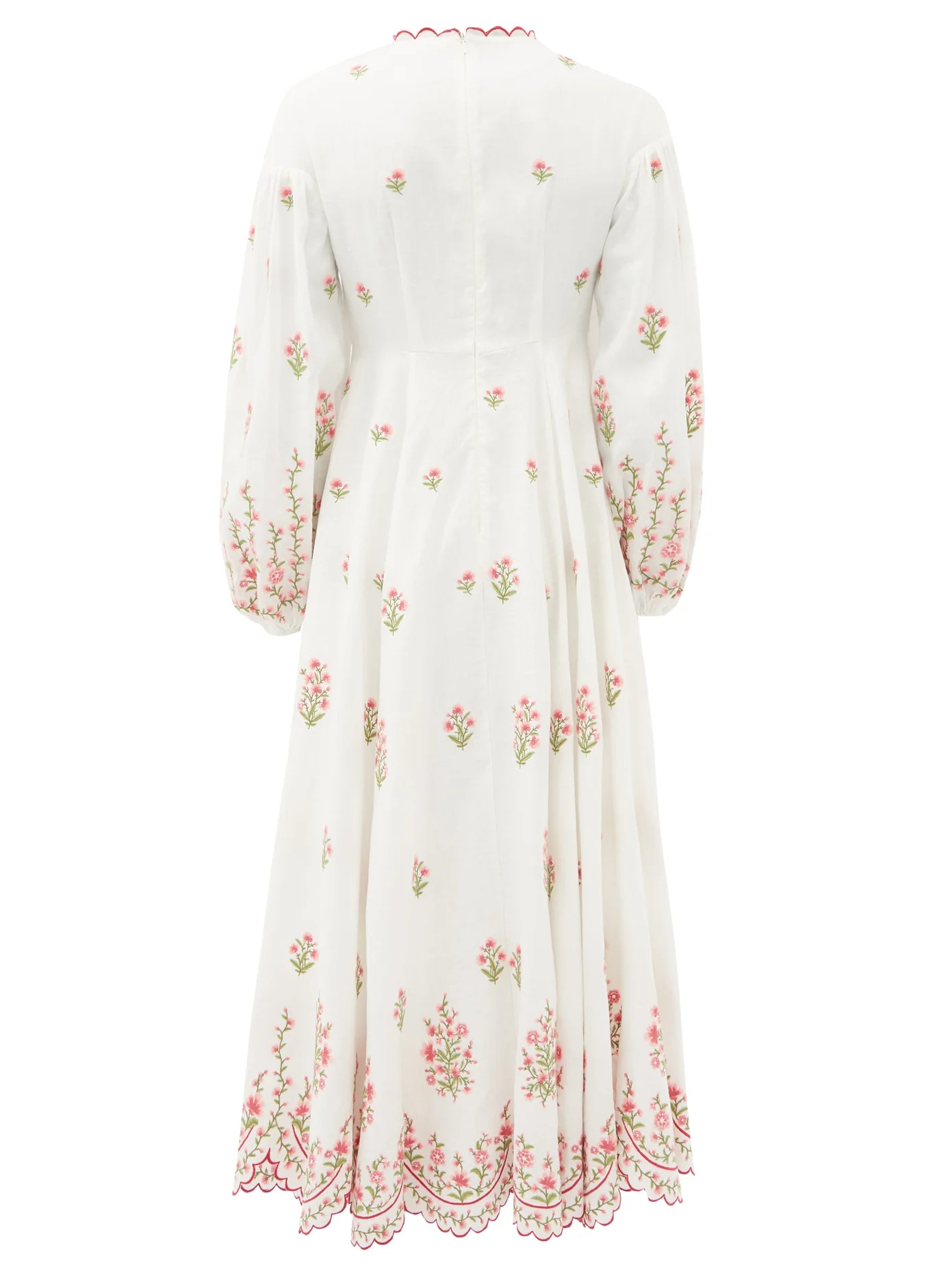 Poppy floral-embroidered midi dress - 4