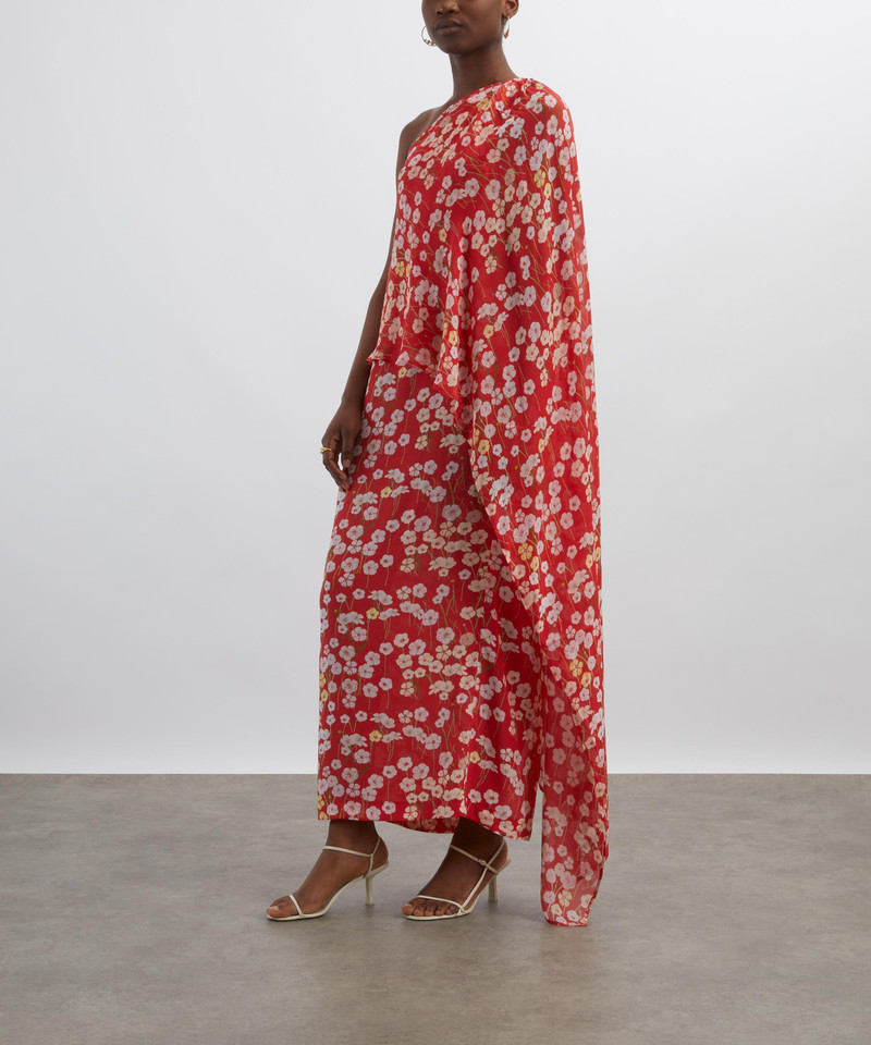 BERNADETTE Nick Red Buttercups Off-The-Shoulder Dress outlook