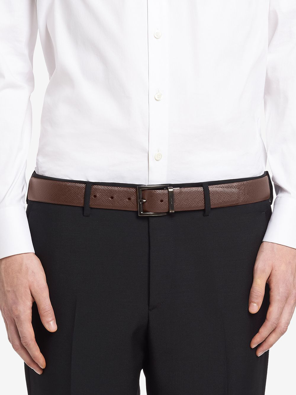 Prada Men Two-Toned Saffiano Leather Reversibile Belt - 3