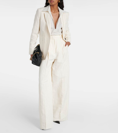 Max Mara Pinstripe linen and cotton blazer outlook