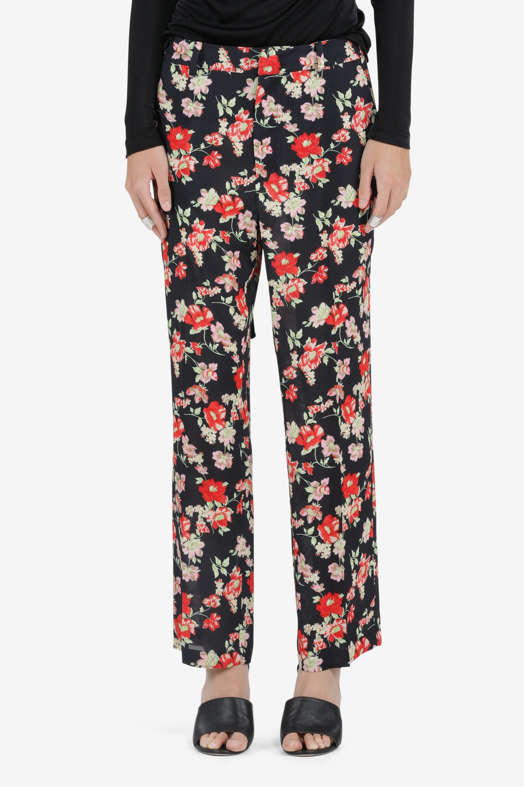 FLORAL-PRINT STRAIGHT-LEG TROUSERS - 1