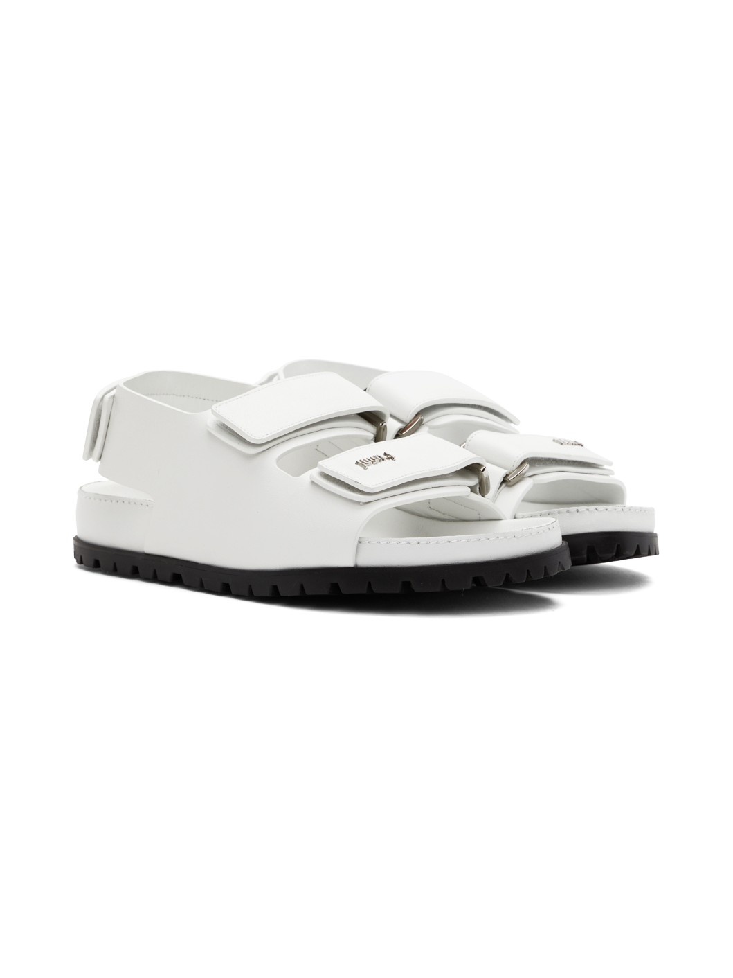 White Leather Flat Sandals - 4