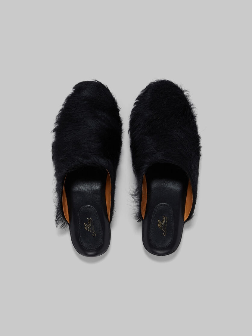 BLACK LONG-HAIR CALFSKIN SABOT - 4