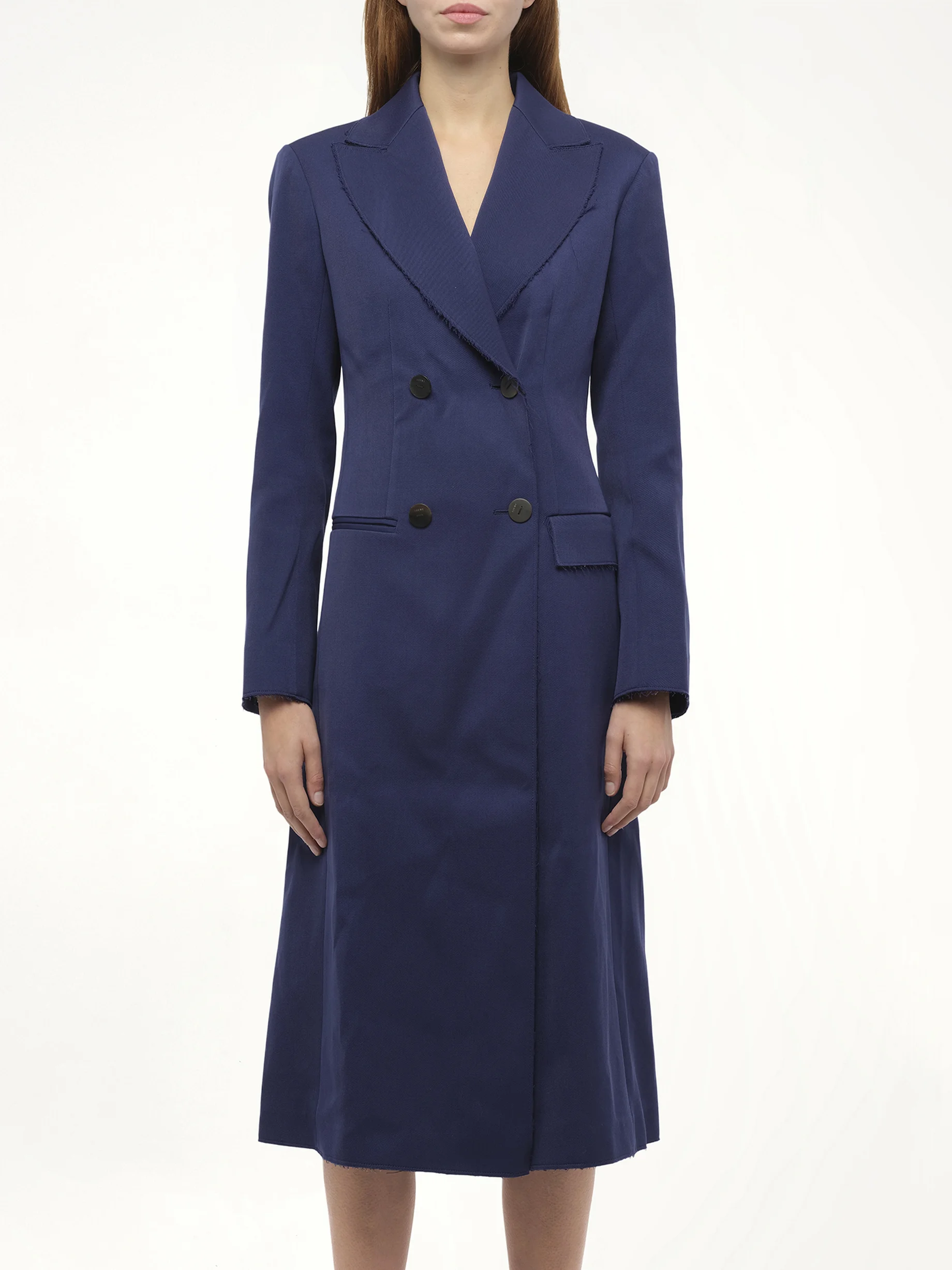 Double Button Coat in Navy - 1