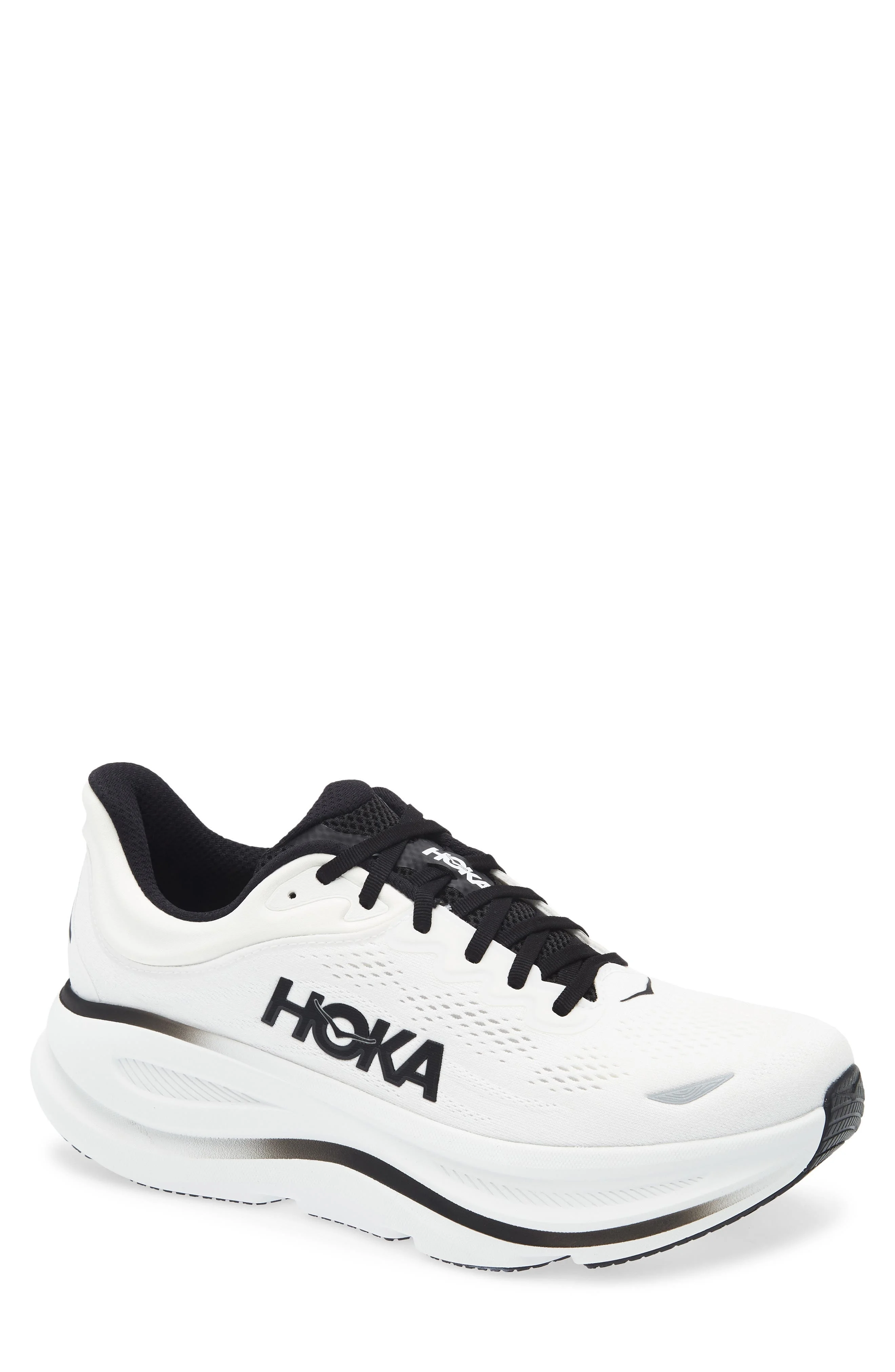 HOKA Bondi 9 Running Shoe in White /Black at Nordstrom - 1