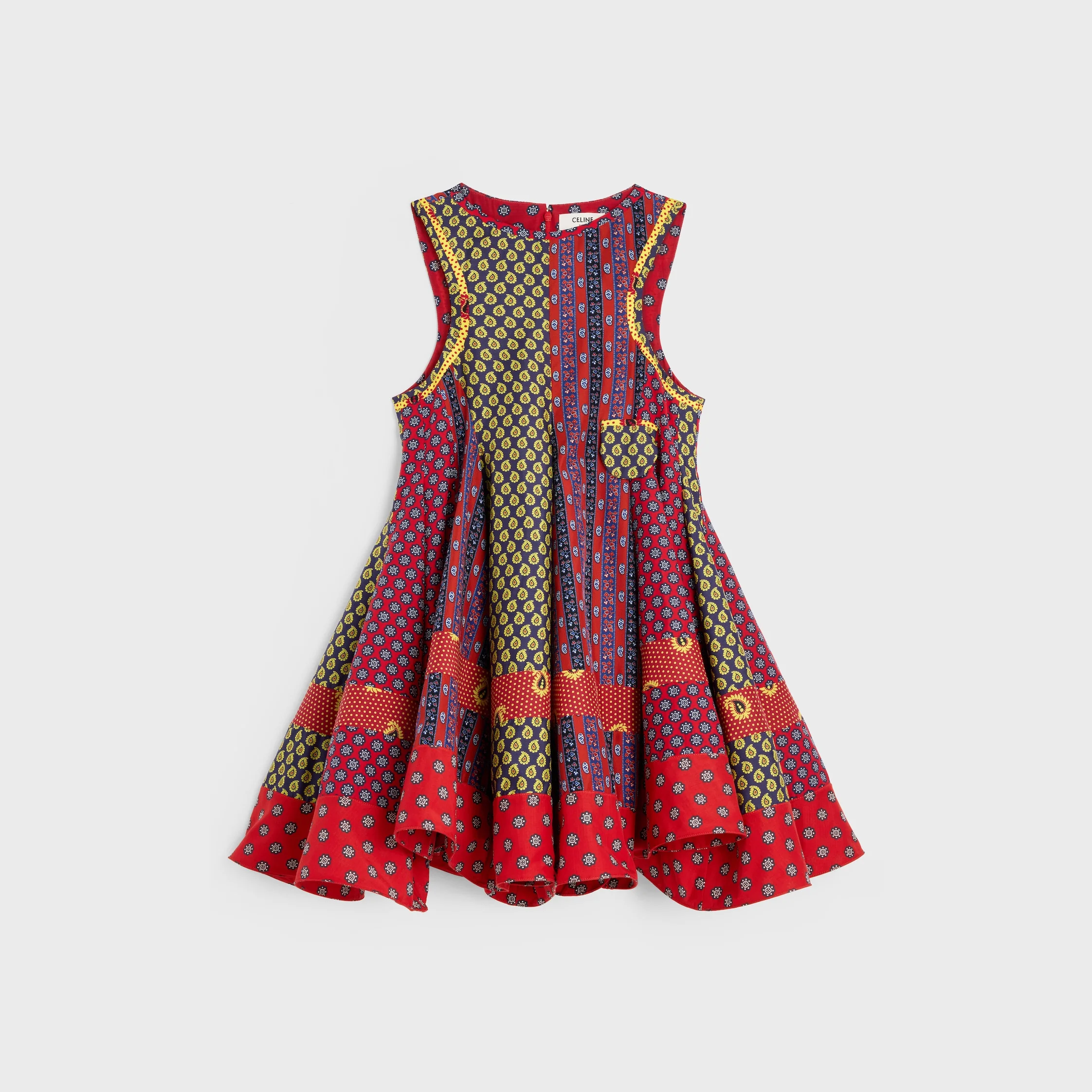 patchwork dress IN printed silk twill - 1