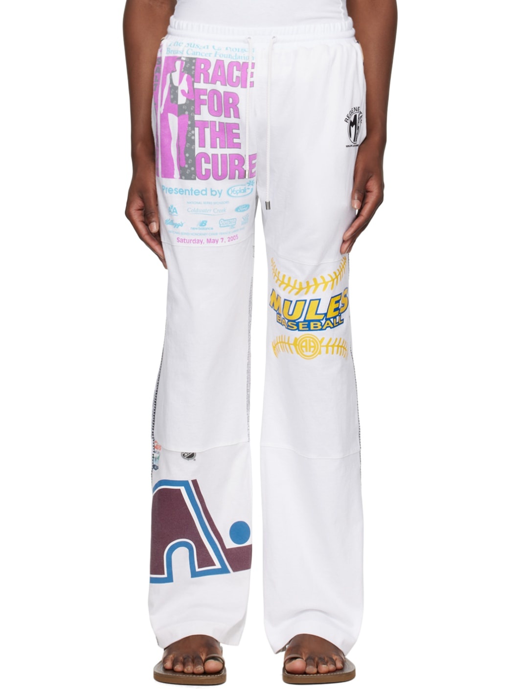 White Regenerated Graphic Sweatpants - 1