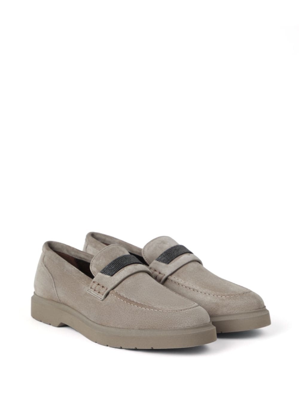 crystal-embellished suede loafers - 2